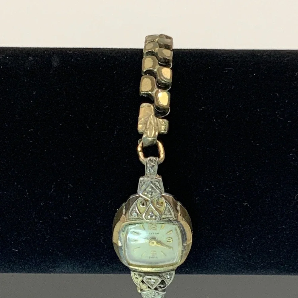Vintage Baylor Swiss Cocktail Watch 10K RGP Bezel Parts Repair Art Deco Gold Ton